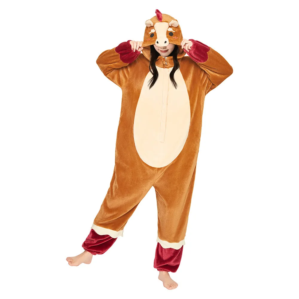 OLAOLA Zodiac Horse Pyjamas Unisex Adult Plush Animals Onesie Christmas Pajamas Warm Home One-Piece Sleepwear sold by OLAOLA product image thumbnail 3