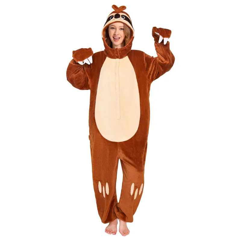 OLAOLA Sloth Pajamas Unisex Adult Plush Animals Onesie Flannel Sleepwear Halloween Cosplay Costume sold by OLAOLA