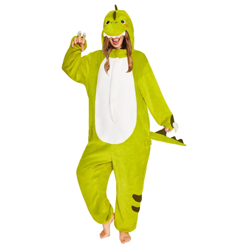 OLAOLA Green Tyrannosaurus Rex Pajamas Unisex Adult Dinosaur Plush Animals Onesie Sleepwear Halloween Costume sold by OLAOLA