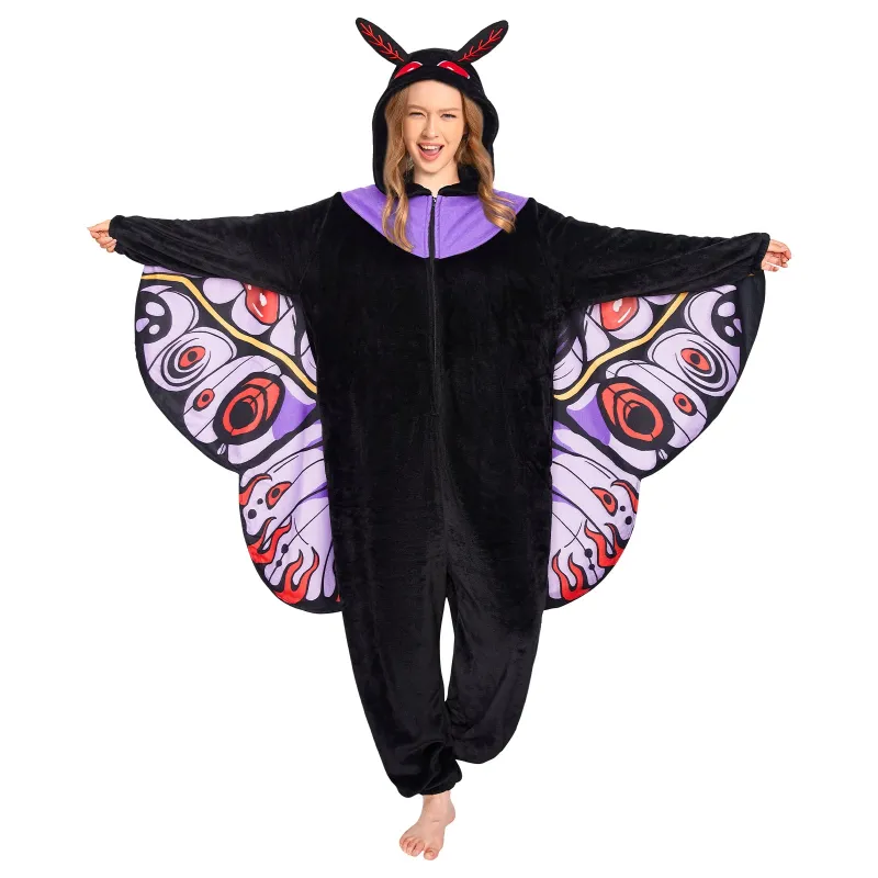 OLAOLA Mothman Pajamas Animals Onesie Plush Warm Hoodie For Adult Unisex Flannel Sleepwear Halloween Costume sold by OLAOLA