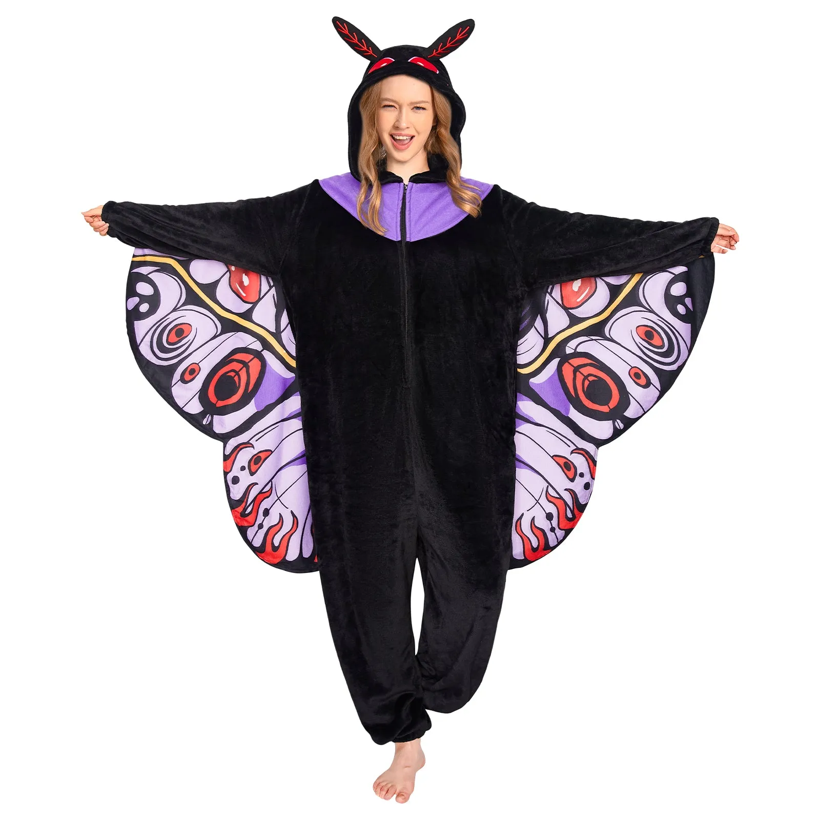 OLAOLA Mothman Pajamas Animals Onesie Plush Warm Hoodie For Adult Unisex Flannel Sleepwear Halloween Costume sold by OLAOLA
