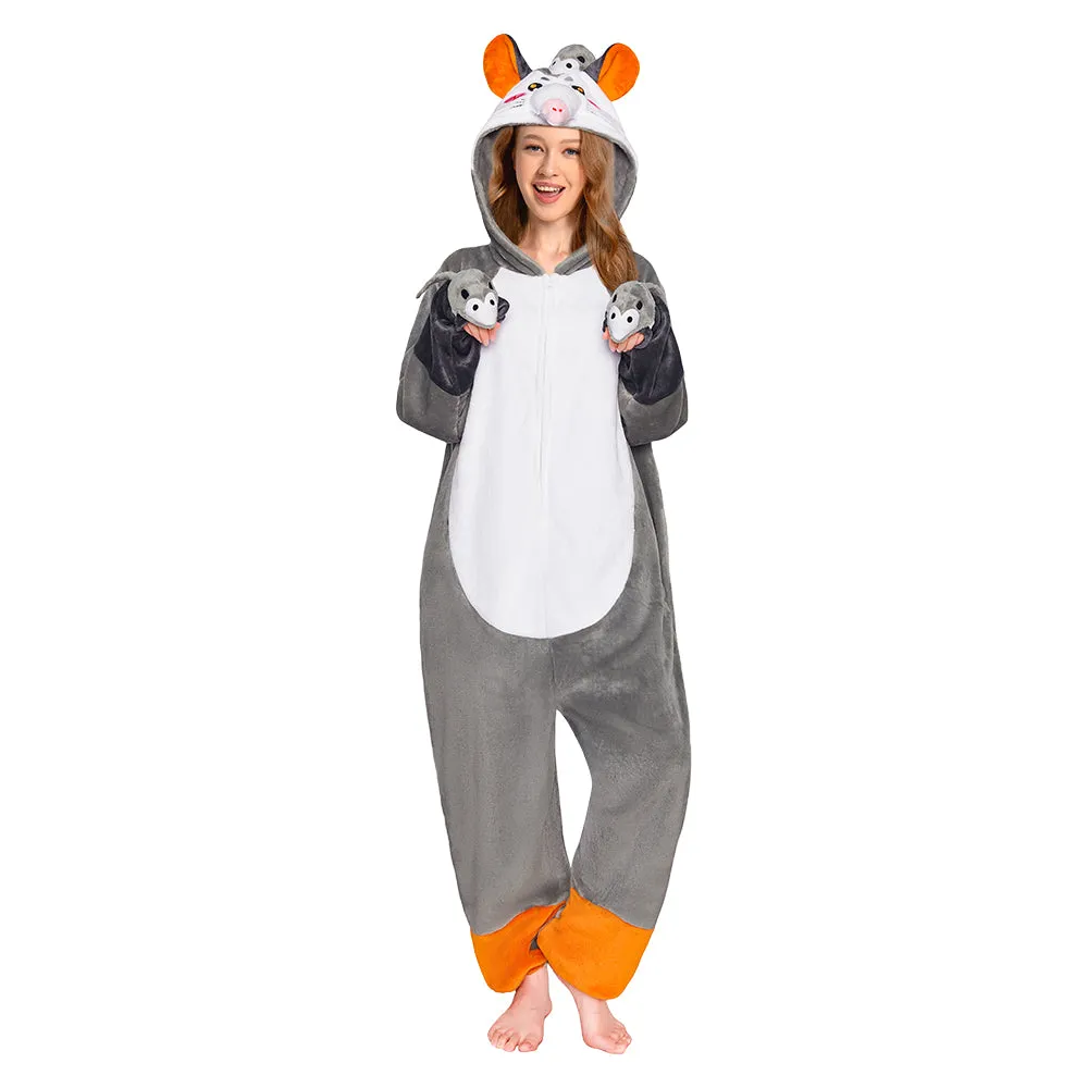 OLAOLA Opossum Pajamas Animals Onesie Plush Warm Home One Piece For Adult Unisex Halloween Costume sold by OLAOLA product image thumbnail 3