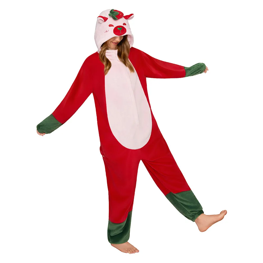 OLAOLA Strawberry Capybara Pajamas Animals Onesie Plush Warm Home One Piece For Adult Unisex Halloween Costume sold by OLAOLA product image thumbnail 5