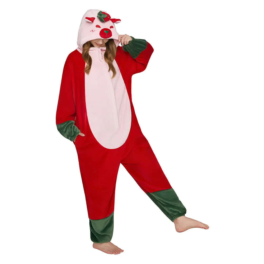 OLAOLA Strawberry Capybara Pajamas Animals Onesie Plush Warm Home One Piece For Adult Unisex Halloween Costume sold by OLAOLA product image thumbnail 3