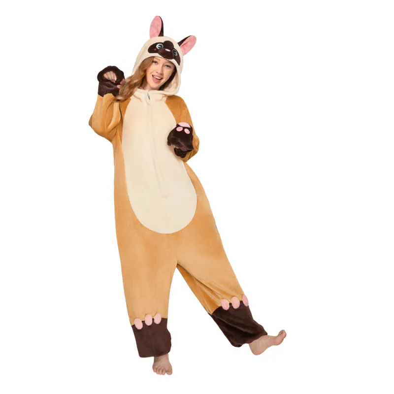 OLAOLA Siamese Cat Pajamas Animals Onesie Plush Warm Home One Piece For Adult Unisex Halloween Costume sold by OLAOLA