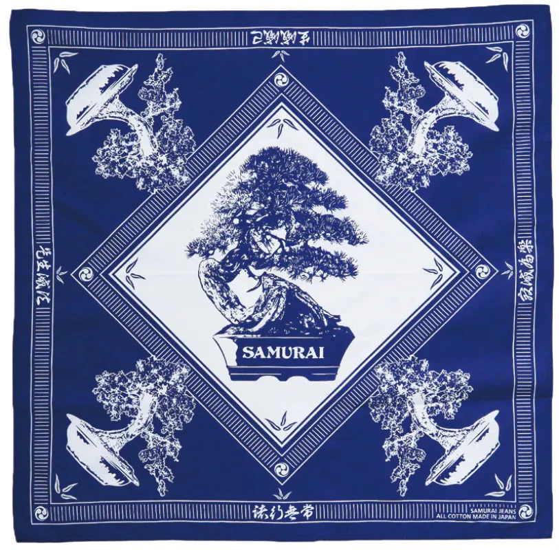 Samurai "Bonsai" Bandana - Navy [SJ-Bandana-01] sold by Private & Co.