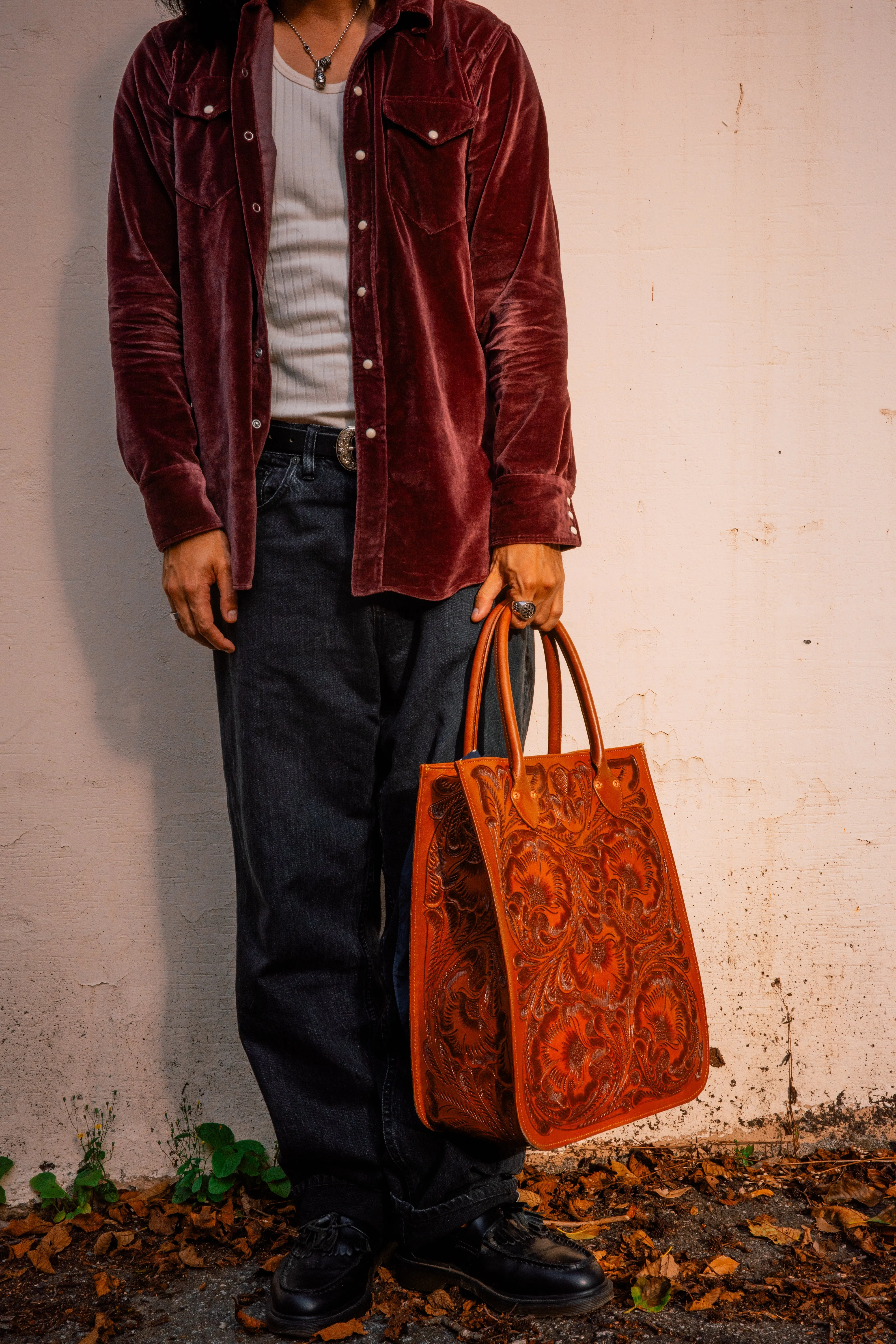 Wythe Western Tooled Leather Bag - Brown sold by Private & Co. product image thumbnail 4