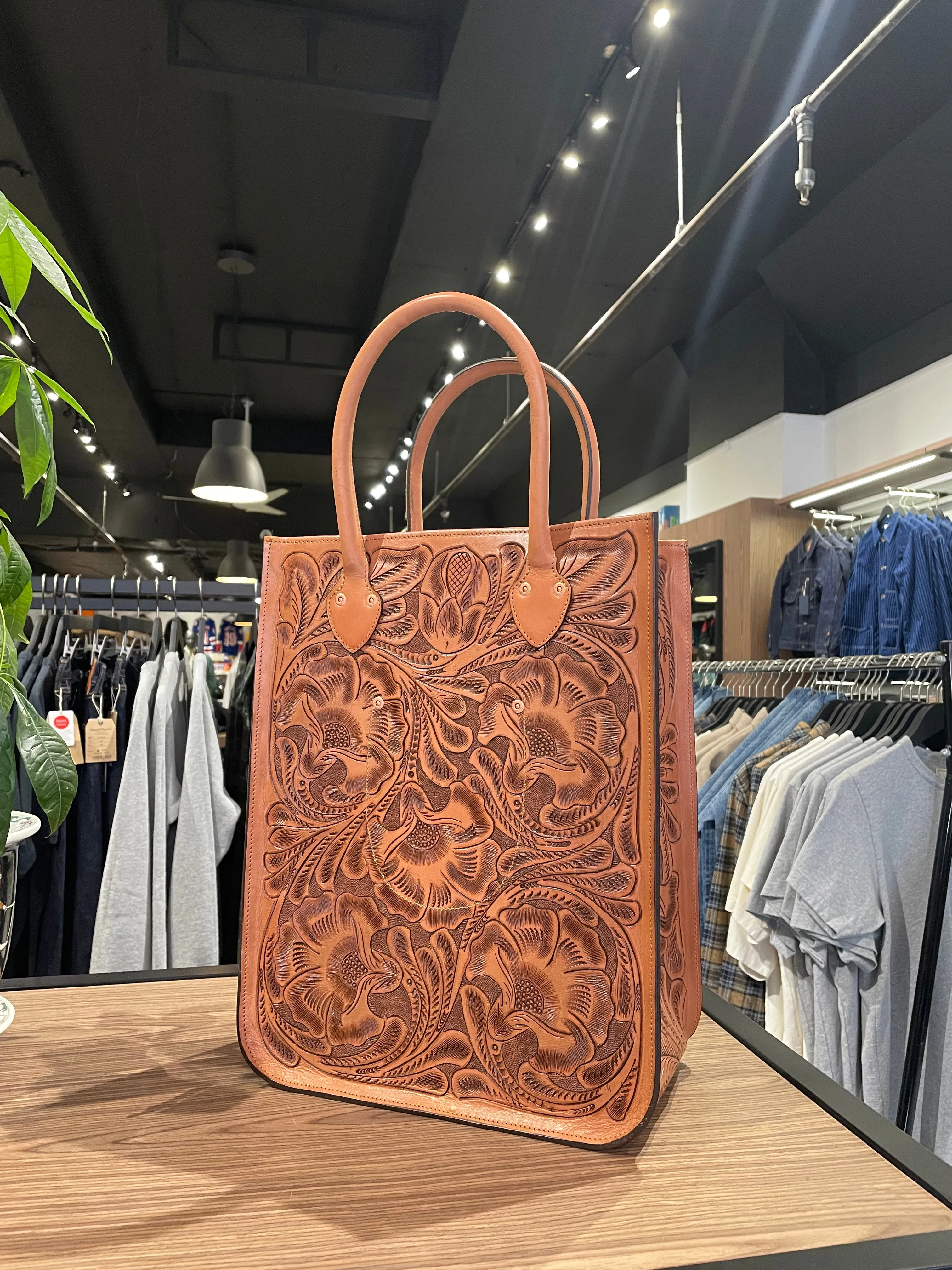 Wythe Western Tooled Leather Bag - Brown sold by Private & Co.