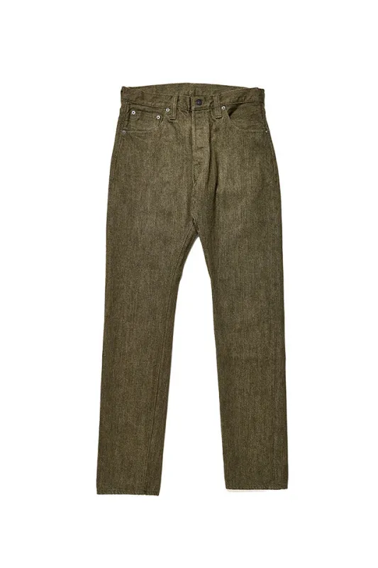 Pure Blue Japan 14oz Relaxed Taper Jeans - Olive [OL-019] sold by Private & Co.