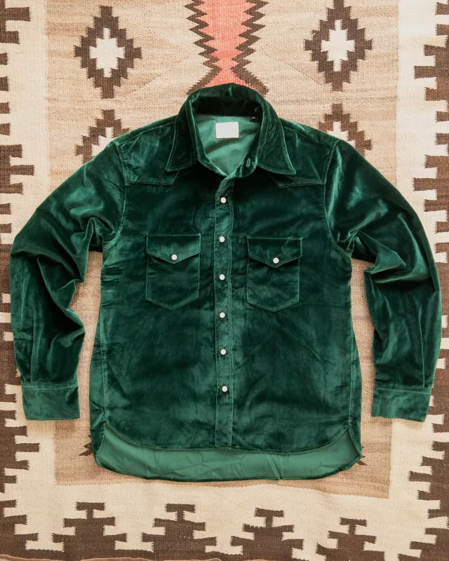 Wythe Velvet Pearlsnap Shirt - Pine Green sold by Private & Co.