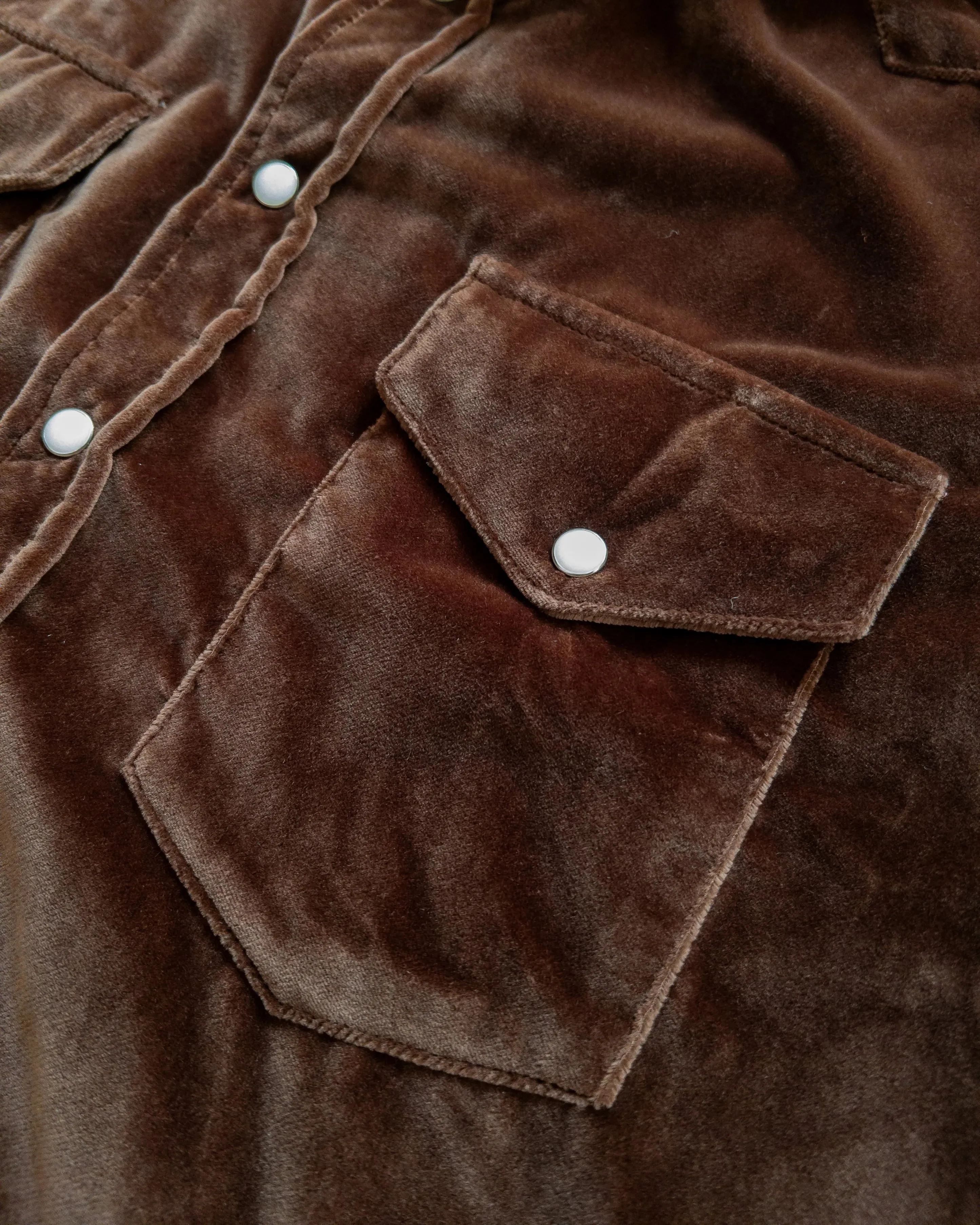 Wythe Velvet Pearlsnap Shirt - Chocolate Brown sold by Private & Co.
