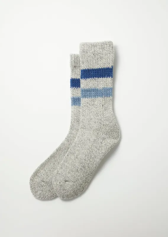 Rototo Retro Winter Sock - Gray/Blue sold by Private & Co.
