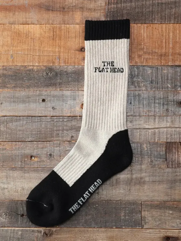 The Flat Head Boot Socks [FN-SS-101] - Beige sold by Private & Co.