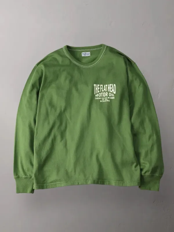 The Flat Head Double Thread Long Sleeve Tee - Green [FN-TML-101] sold by Private & Co.