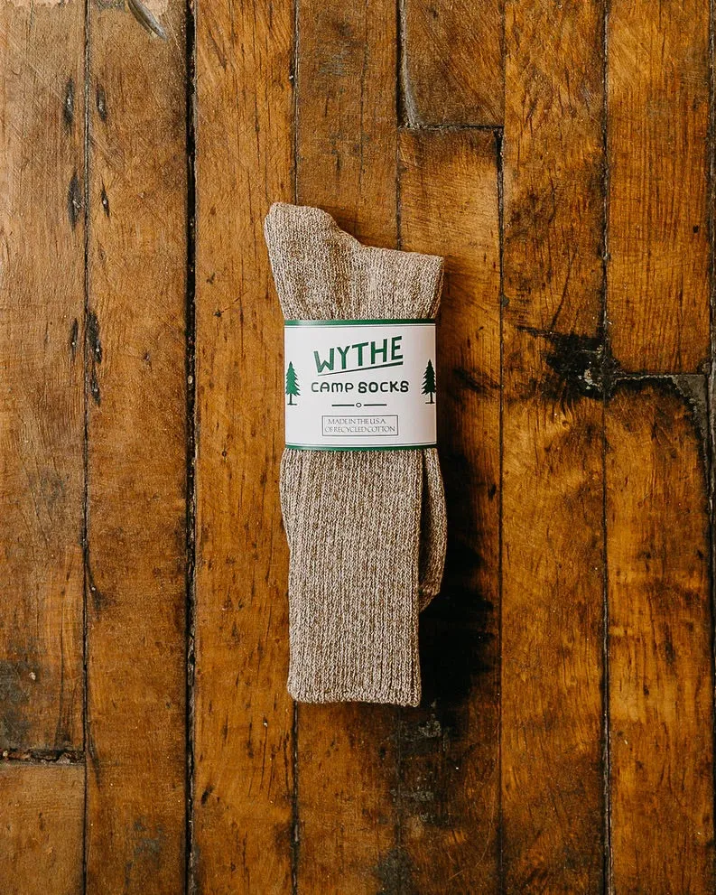 Wythe Recycled Cotton Camp Socks - Camp Khaki Melange sold by Private & Co.