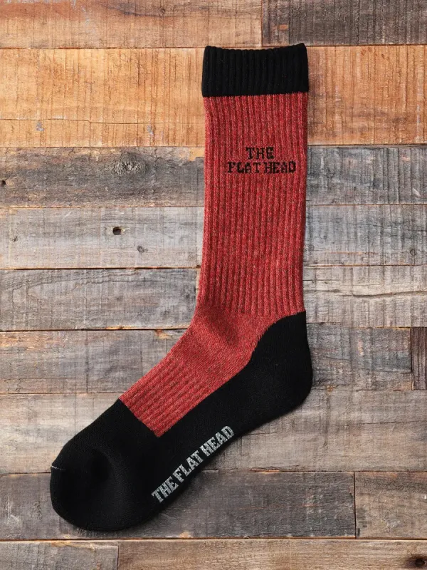The Flat Head Boot Socks [FN-SS-101] - Red sold by Private & Co.