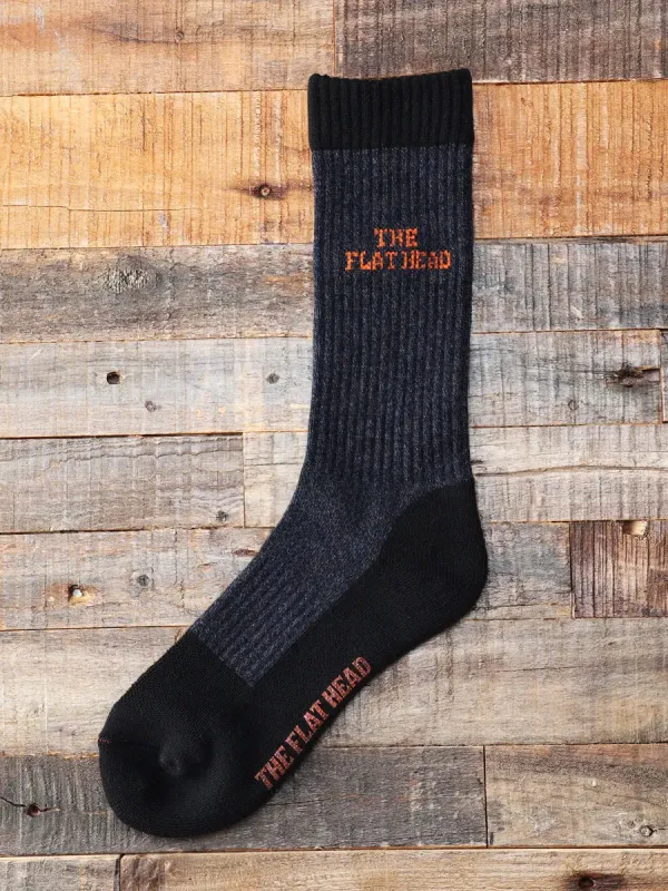 The Flat Head Boot Socks [FN-SS-101] - Navy sold by Private & Co.