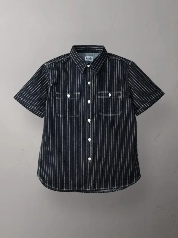 The Flat Head 10oz Denim Wabash S/S Work Shirt [FN-SDK-702S] sold by Private & Co.