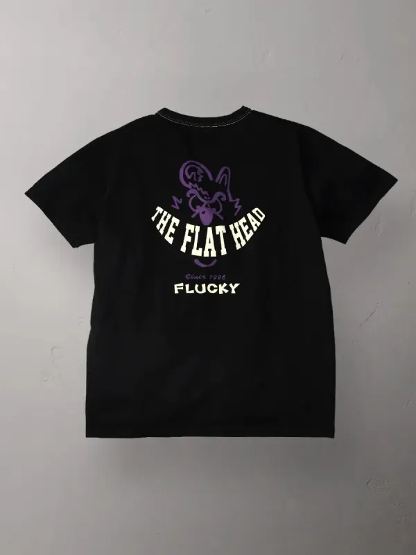 The Flat Head Flucky Tee - Black [FN-THC-045] sold by Private & Co.
