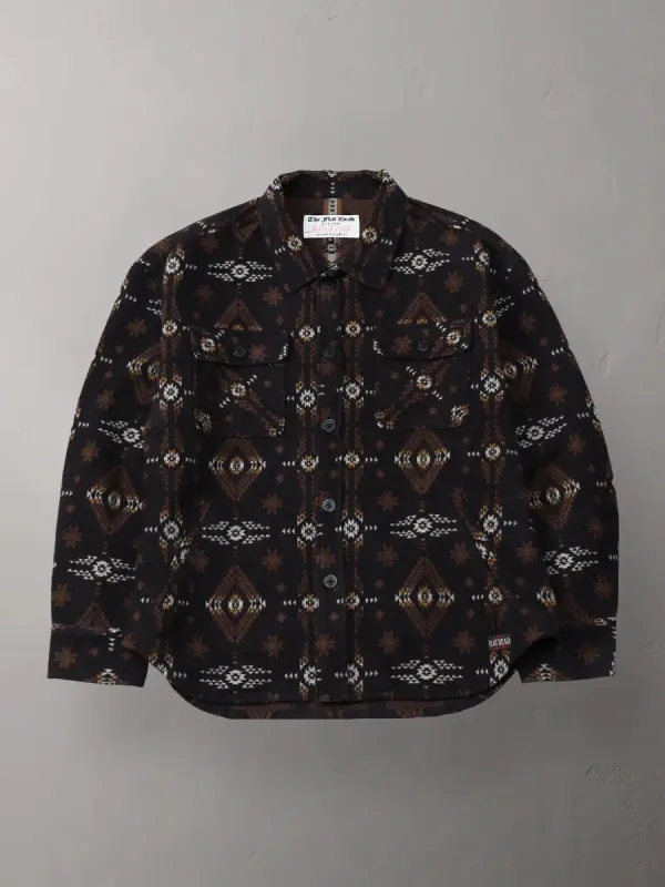 The Flat Head Navajo Print Shirt - Black sold by Private & Co.