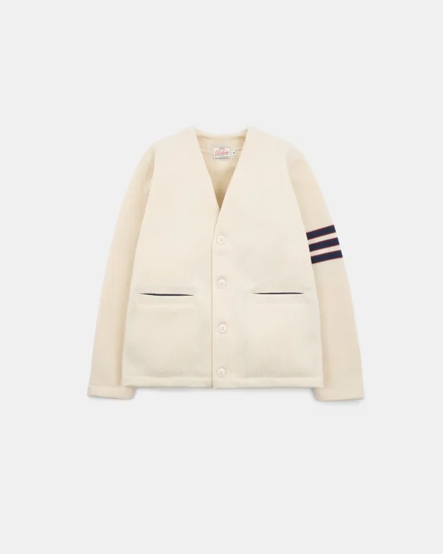 Dehen Slouchy Varsity Cardigan - Off White sold by Private & Co.