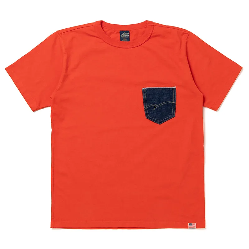 Studio D'Artisan Denim Pocket T-shirt [8135A] - Orange made by Private & Co.