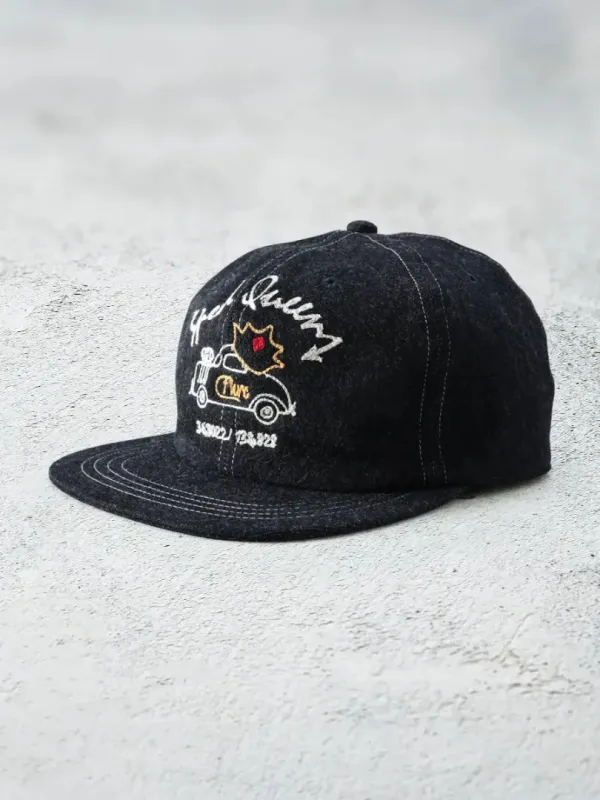 The Flat Head Speed Queen Denim Hat - Blue [FN-HC008] sold by Private & Co.