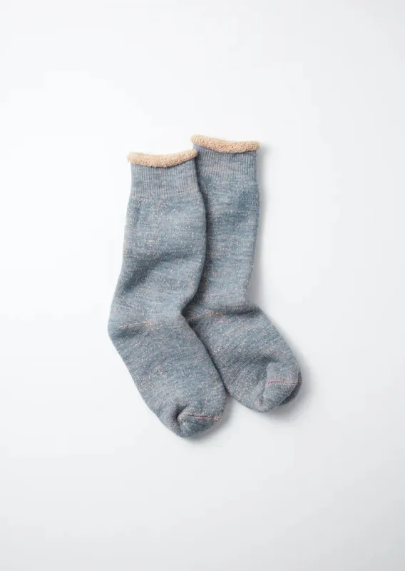 Rototo Double Face Crew Socks - Blue/Brown [R1001-BR] sold by Private & Co.
