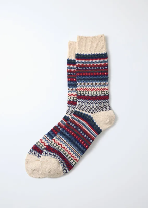 Rototo Nordic Pattern Socks - Ivory [R1630] sold by Private & Co.