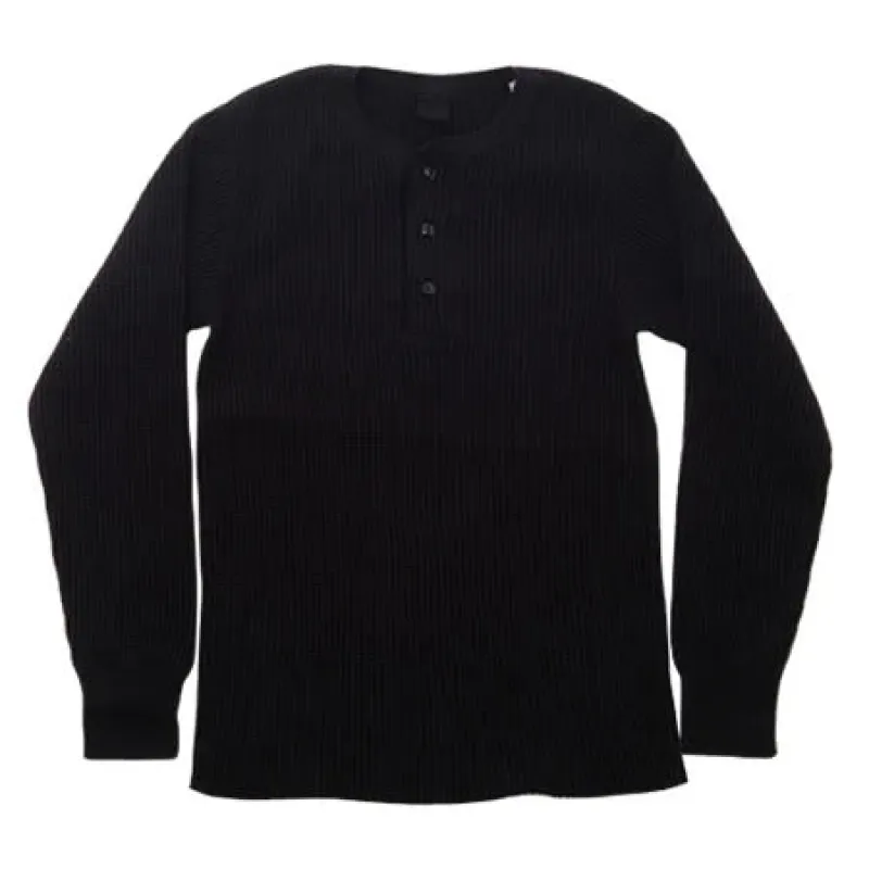 UES Big Waffle Henley Long sleeve - Black [66BW] sold by Private & Co.