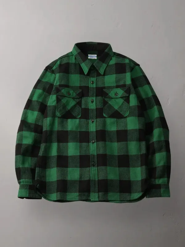The Flat Head - Block Check Flannel Shirt Green/Black [FN-SNR-101L] sold by Private & Co.