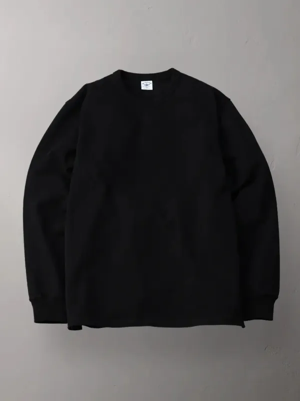 The Flat Head - 20oz Heavy Long Sleeve Loop-wheel Shirt - Black [FN-HTKL-001] sold by Private & Co.