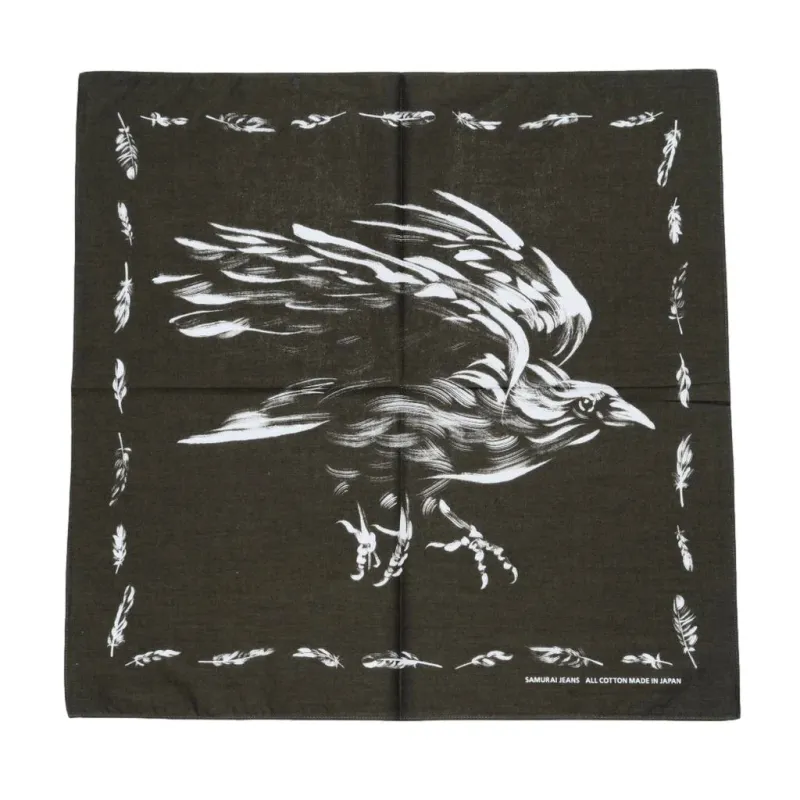 Samurai Yatagarasu Crow Bandana - Olive [SJ-BANDANA-02] sold by Private & Co.