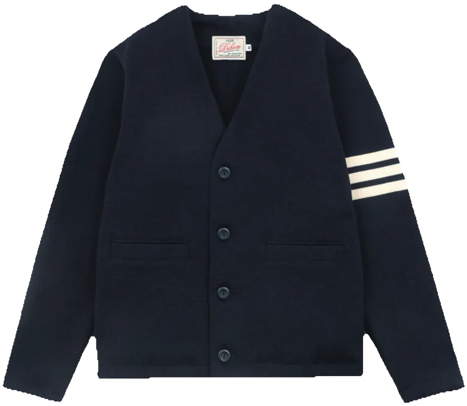 Dehen Slouchy Varsity Cardigan - Dark Navy/Off White [SW110] ON PREORDER* sold by Private & Co.