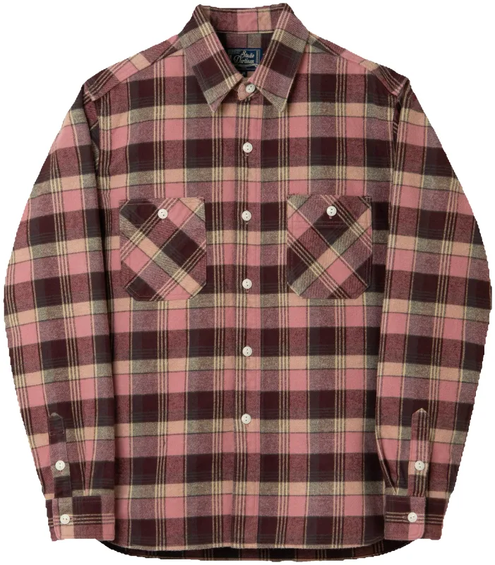 Studio D'Artisan - No.8 Heavyweight Check Flannel Shirt Red [5735] sold by Private & Co.