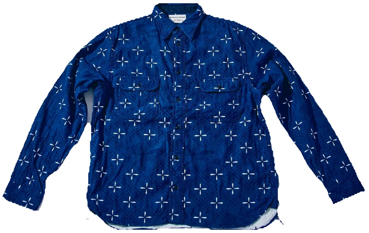 Samurai - Narihirabishi Goldfish Pattern Jacquard Work Shirt [SSS25-02W] sold by Private & Co.