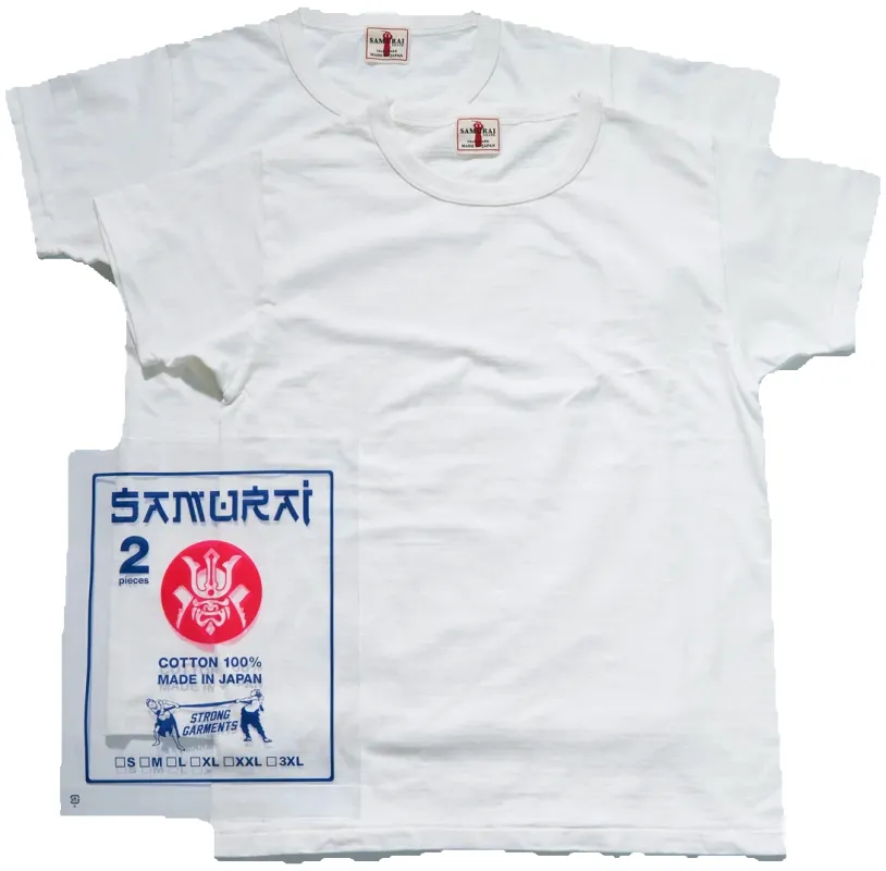 Samurai - Medium Weight 2-Pack T-Shirts White [SJ2PST-CREW] sold by Private & Co.