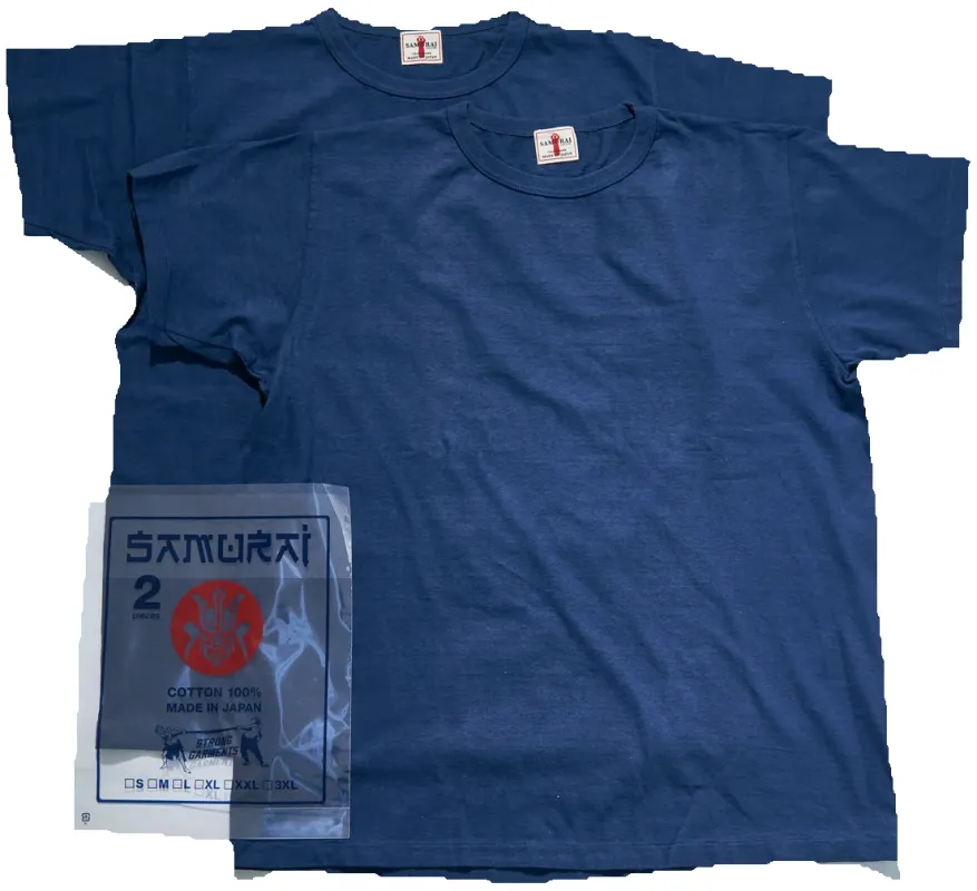 Samurai - Medium Weight 2-Pack T-Shirts Navy [SJ2PST-CREW] sold by Private & Co.