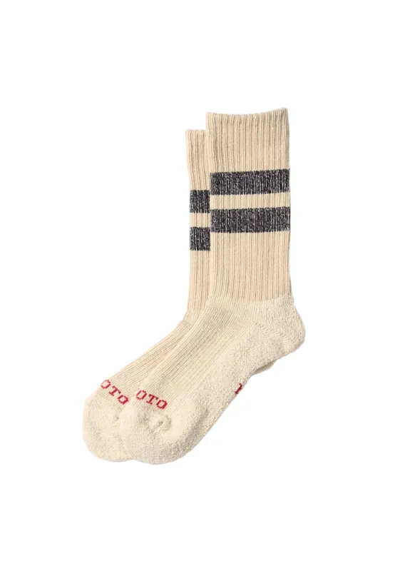 Rototo - Pile Stripe Marl Crew Socks [R1589] sold by Private & Co.