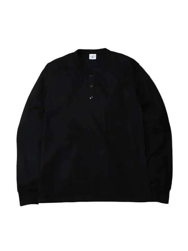 The Flat Head - Long Sleeve Henley Shirt Black [FN-TSHL-004] made by Private & Co.