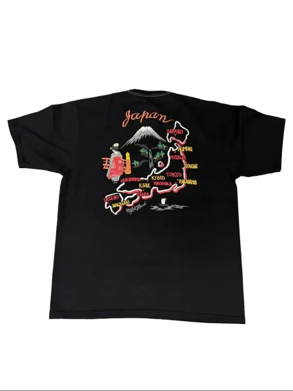 The Flat Head - "Map of Japan" T-shirt Black [FN-THC-066SP] sold by Private & Co.