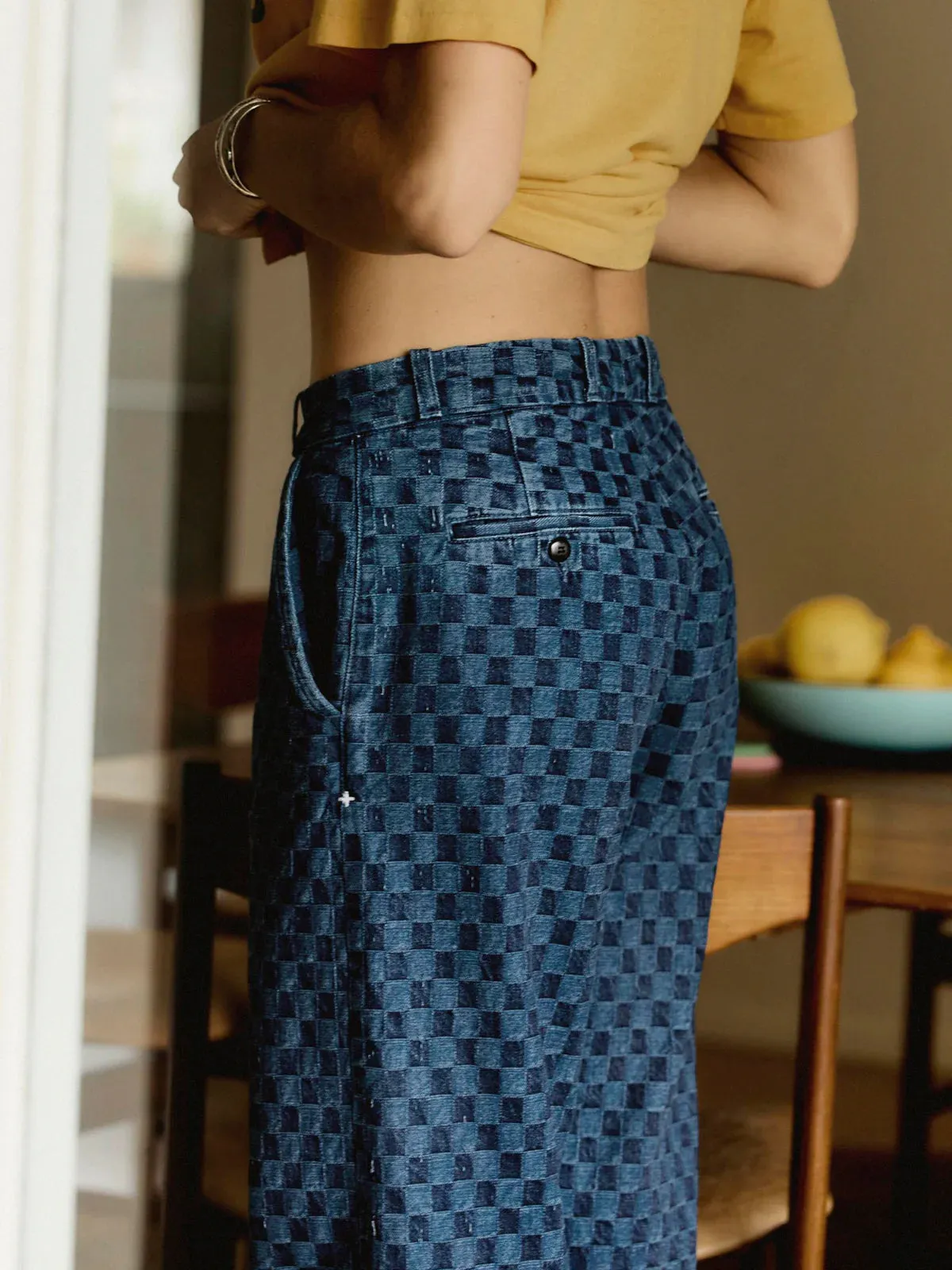 Imogene + Willie - Women's Logan Washed Indigo Check Trousers sold by Private & Co. product image thumbnail 4