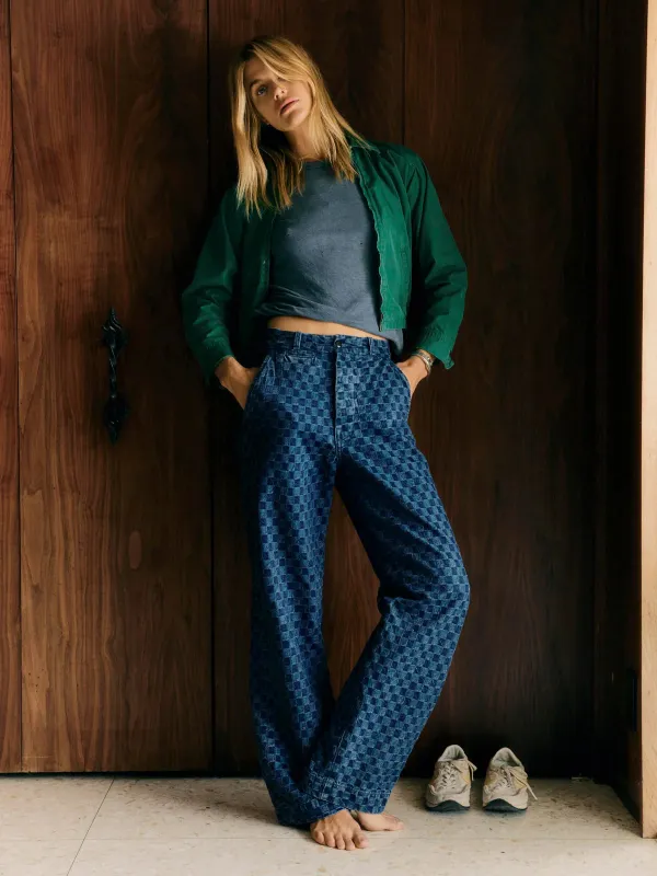 Imogene + Willie - Women's Logan Washed Indigo Check Trousers sold by Private & Co.