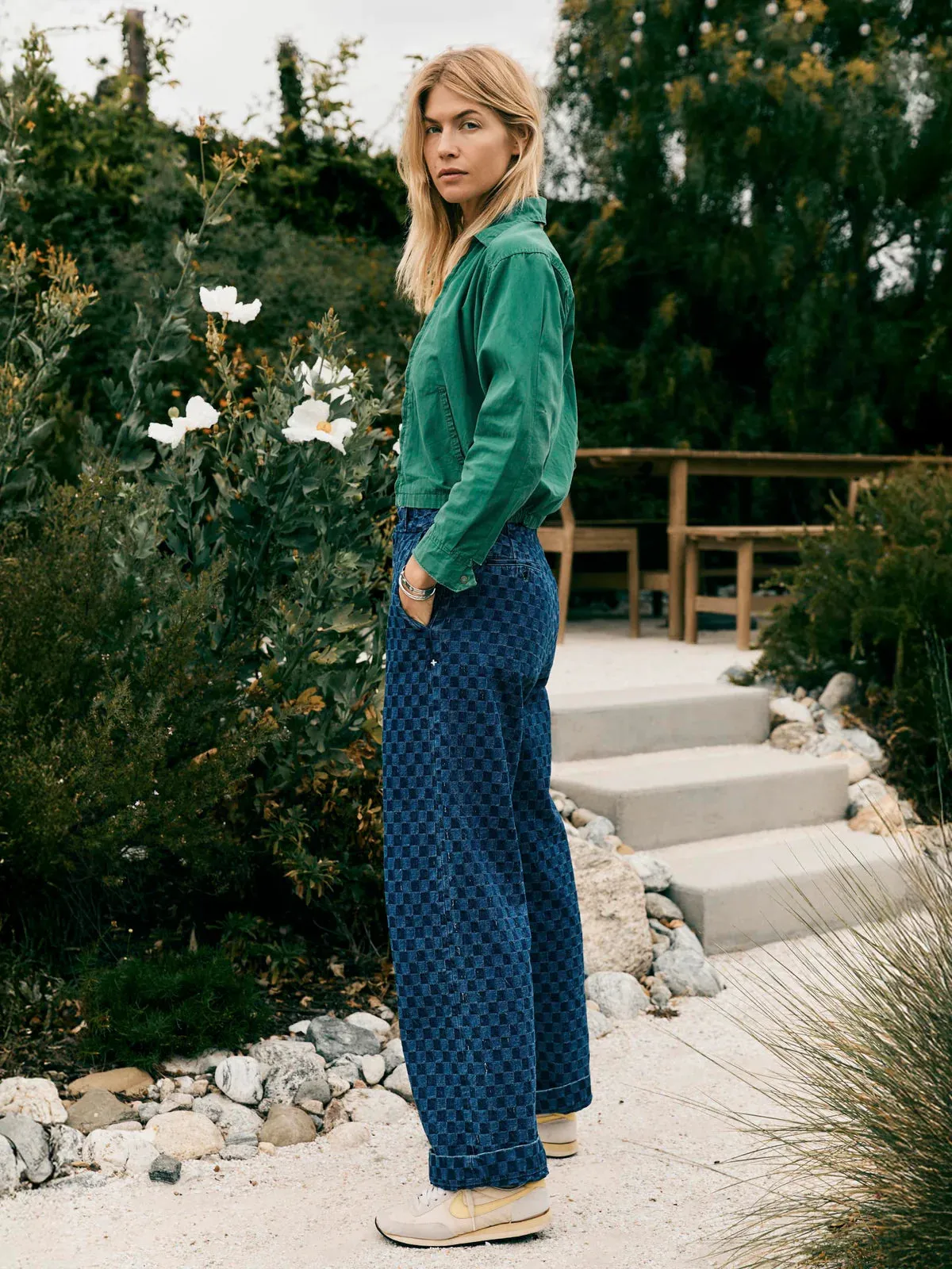 Imogene + Willie - Women's Logan Washed Indigo Check Trousers sold by Private & Co. product image thumbnail 5