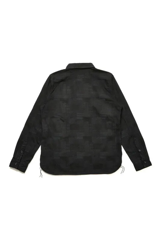 Pure Blue Japan Woven Jaccquard BORO Patchwork Shirt [2239-BK] sold by Private & Co.