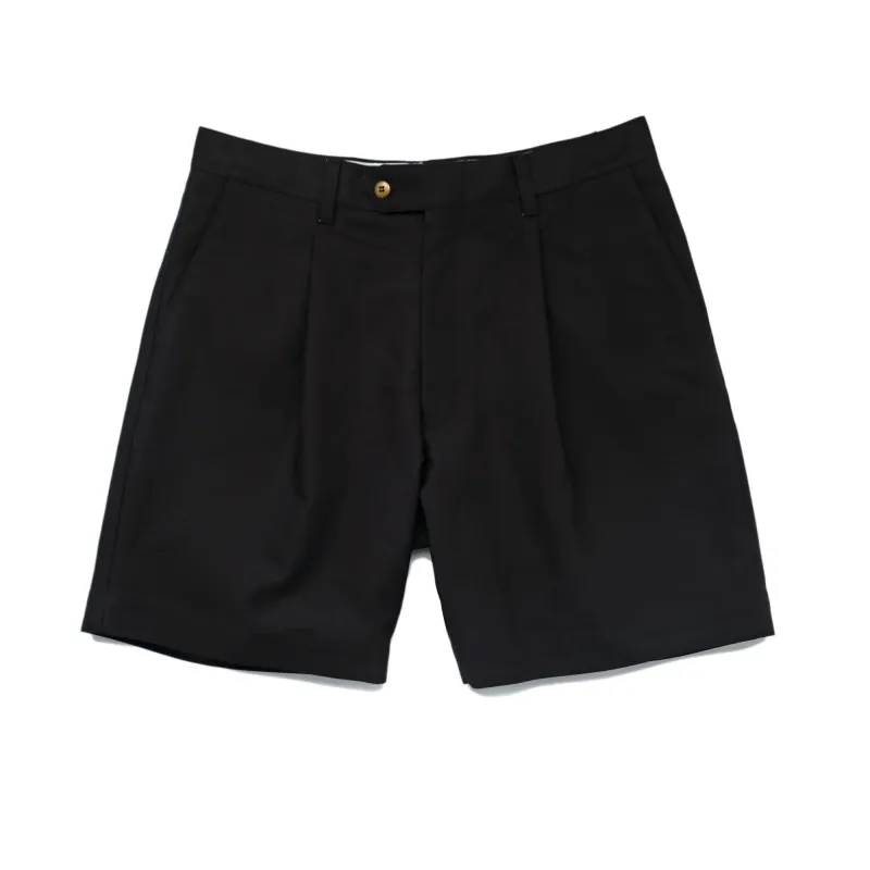 Outclass - Black Sateen Pleated Shorts [1571] made by Outclass