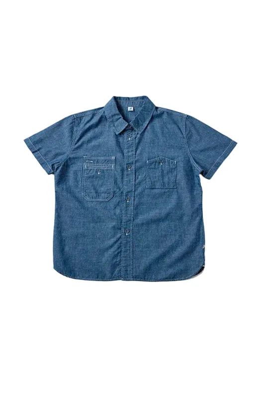 Pure Blue Japan - Chambray Short Sleeve Used Wash Shirt [SS-2243-UW] made by Pure Blue Japan