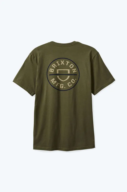 Brixton Men's Crest II S/S - Ivy Green/Sand/Navy sold by Railcar