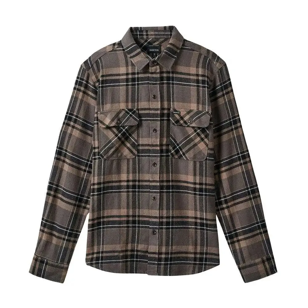 Brixton Men's Bowery Flannel - Charcoal/Black/Cinder Grey sold by Railcar