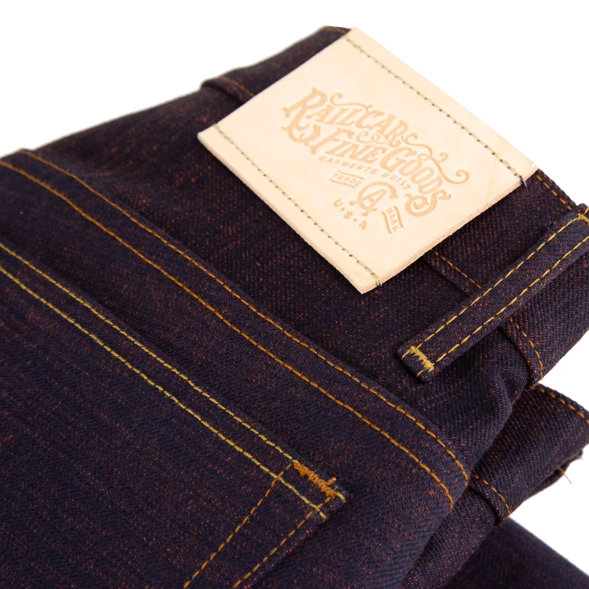 Rebels X117 Modern Straight Leg 17.5 Oz Indigo Warp Maroon Weft Selvedge sold by Railcar product image thumbnail 5